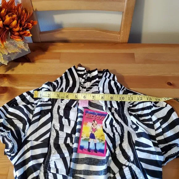 She's Cool - Women's Ruffle Short Sleeve Open Front Bolero Shrugs Zebra print - Picture 7 of 8